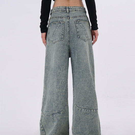 Pantalones Vaqueros Azul Claro Desgastado con Pliegues Laterales - Image 11