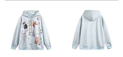 Sudadera con Capucha Retro Gato Adorable Estilo Americano - Image 10