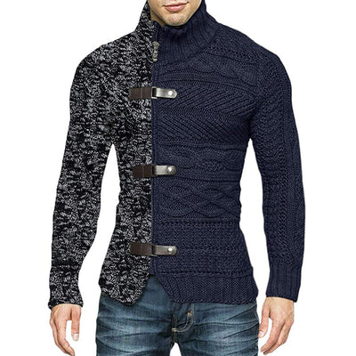 Cardigan de Punto con Bloques de Color y Botones en Cuero - Image 7