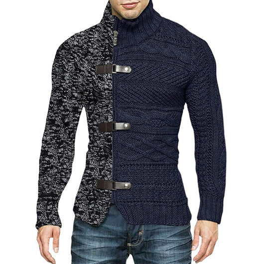 Cardigan de Punto con Bloques de Color y Botones en Cuero - Image 7