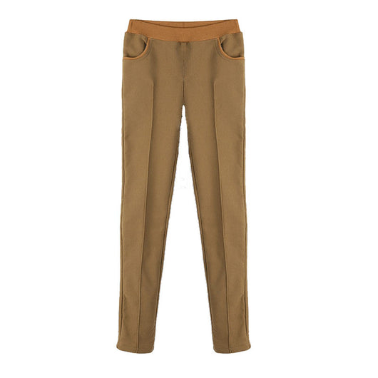 Pantalones Casuales Talla Grande Cintura Alta Elásticos para Otoño e Invierno - Image 4