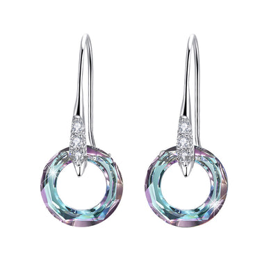Anillo Universo Cristal Austriaco Plata 925 con Aretes Gancho Diamante - Image 3