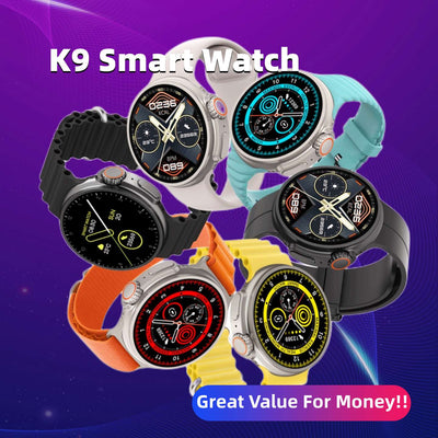 Reloj Inteligente K9 Pantalla Redonda 1.39" con Carga Inalámbrica y NFC
