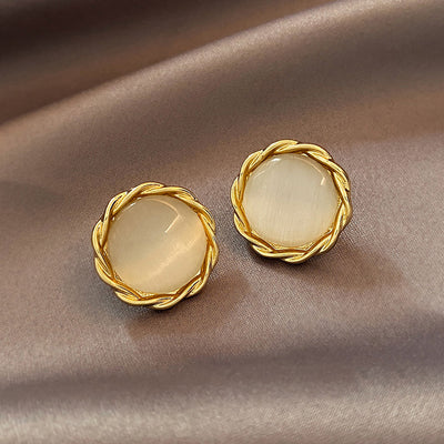 Aretes Geométricos de Ojo de Gato con Ópalo de Alto Sentido - Image 6