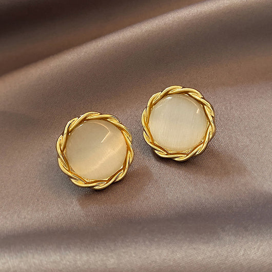 Aretes Geométricos de Ojo de Gato con Ópalo de Alto Sentido - Image 6