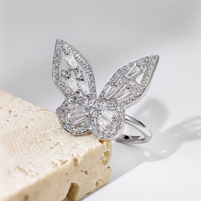 Anillo de Plata 925 con Mariposa de Circonitas y Diamantes Incrustados - Image 14