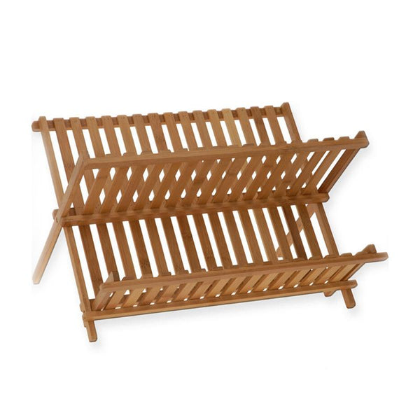 Escurridor de Platos Doble de Bambú con Ventilación