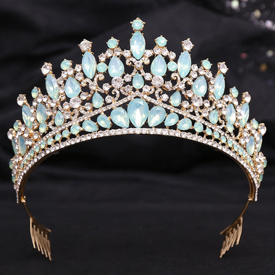 Corona Nupcial de Cristal Verde Brillante con Aleación y Incrustaciones - Image 22