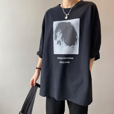 Playera Suelta Coreana Estampada de Manga Larga - Estilo Relajado - Image 6