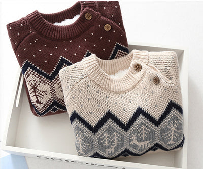Suéter Tejido Retro Grueso Acolchado para Niños y Niñas - Image 6