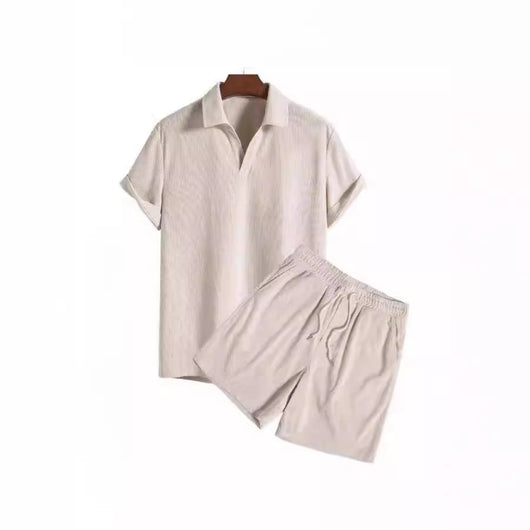 Conjunto de Playa Casual Dos Piezas en Pana Multicolor con Manga Corta - Image 9