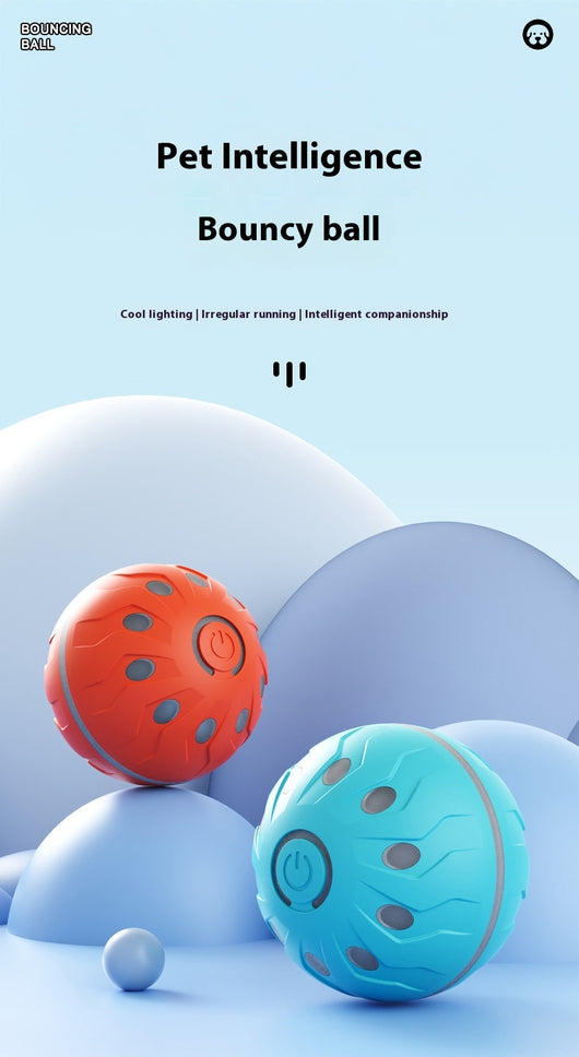 Orange-red automatic pet toy ball with a textured surface and a power button, designed for dogs. - Image 12