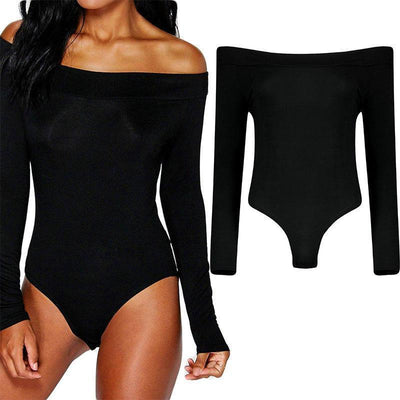 Blusa Bodysuit Hombros Descubiertos Stretch Suelta para Mujer Otoño - Image 2