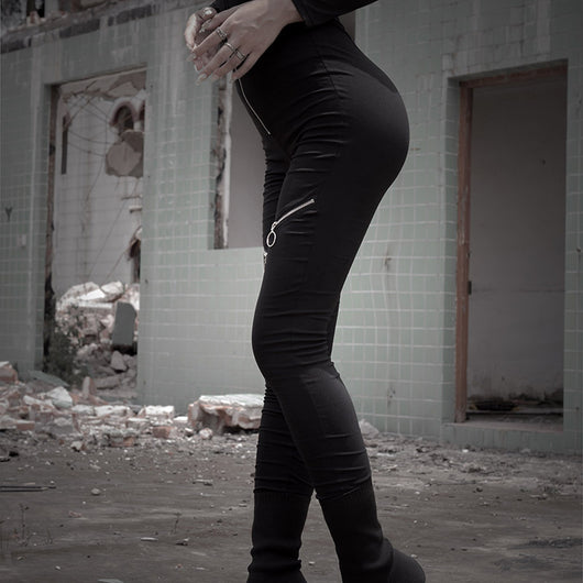 Pantalones Ajustados de Cintura Alta con Cierre y Bota Entallada - Image 4