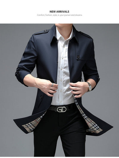 Abrigo Tipo Gabardina Casual Largo para Hombre - Image 21