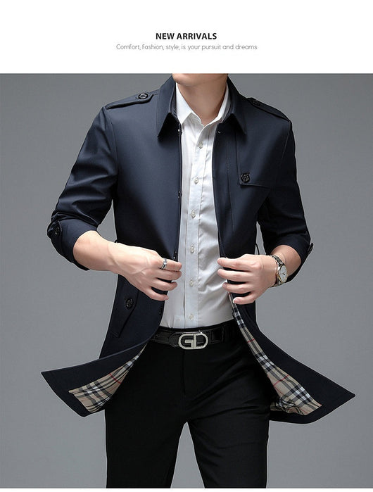 Abrigo Tipo Gabardina Casual Largo para Hombre - Image 21