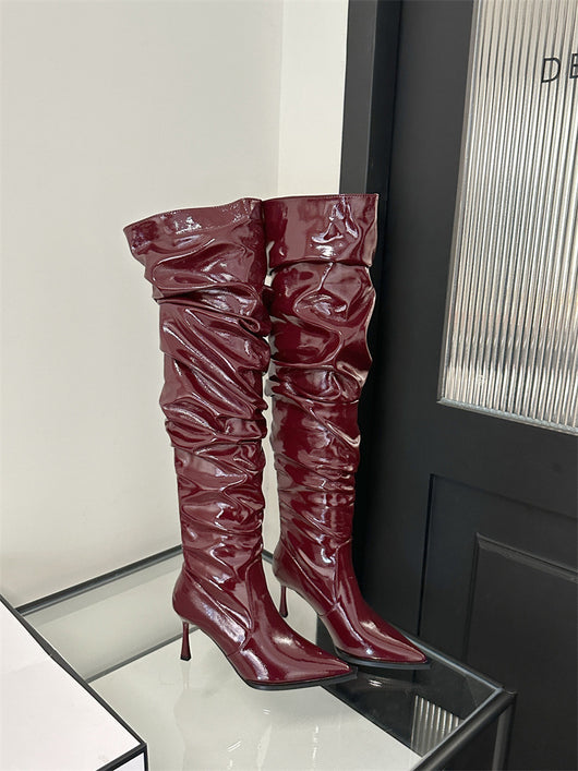 Botas Stiletto Over The Knee Estilo Texturizado Otoño - Image 16