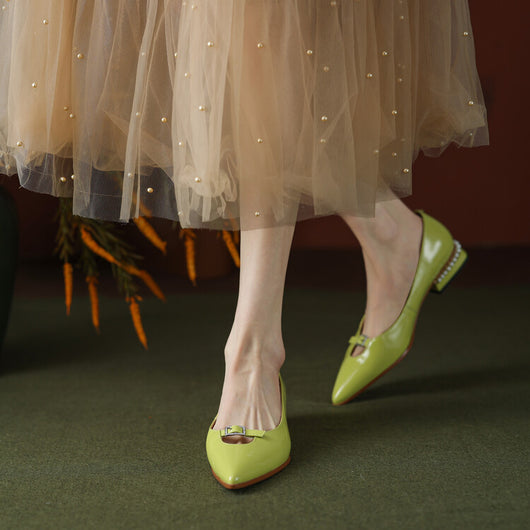 Zapatos de Cuero Elegantes con Punta Fina para Mujer