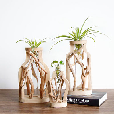 Jarrón de Madera Maciza Artesanal con Diseño de Paisaje - Image 12