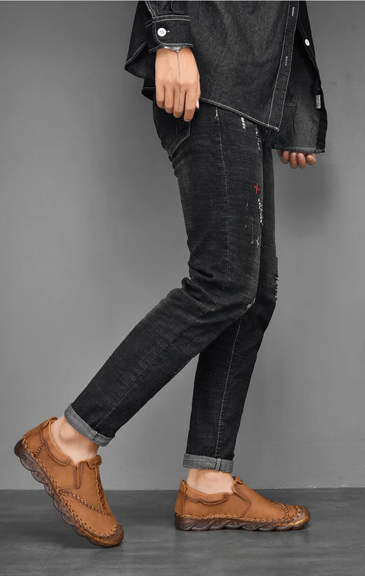 Zapatos Casuales de Cuero Artesanal Transpirable para Hombre - Image 20