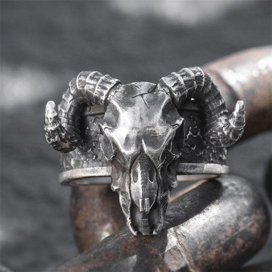 Anillo de Calavera Carnero Punk en Acero Inoxidable - Image 13