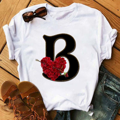 Playera Casual Estampado Alfabeto Inglés Rosa para Estudiantes - Image 32