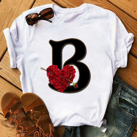 Playera Casual Estampado Alfabeto Inglés Rosa para Estudiantes - Image 32