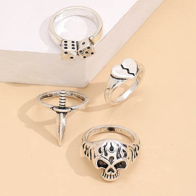 Juego de Anillos Calavera y Corazón con Dados para Mujer - Image 8