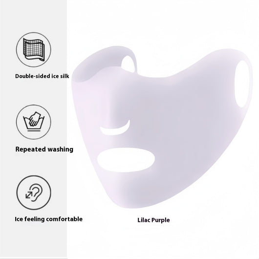 Light pink ice silk sun protection mask with ear loops and neck coverage, featuring small ventilation holes. - Image 43