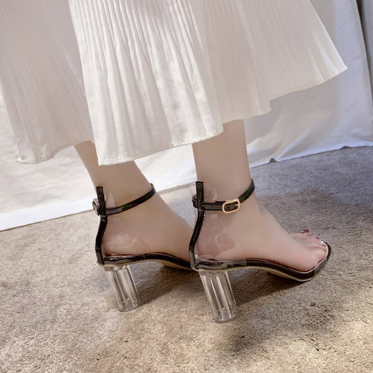 Sandalias Transparentes con Tacón Chunky de Cristal y Hebilla - Image 10