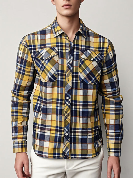 Camisa de Manga Larga con Solapa Elegante para Hombre - Image 43