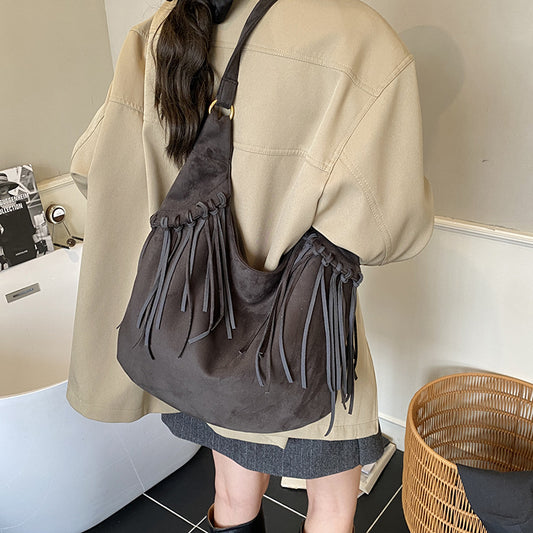 Bolsa Mensajera Retro de Gran Capacidad Tipo Dumpling para Otoño e Invierno