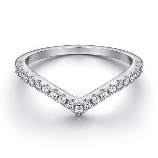 Anillo de Diamante en V para Dedo Índice - Media Caña en Plata - Image 7