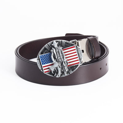 Cinturón de Cuero Genuino con Hebilla Bandera - Estilo Personalizado - Image 8