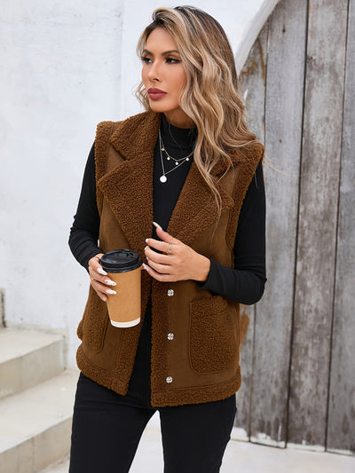 Chaleco de Gamuza con Cuello de Pana y Costuras Decorativas para Mujer - Image 12