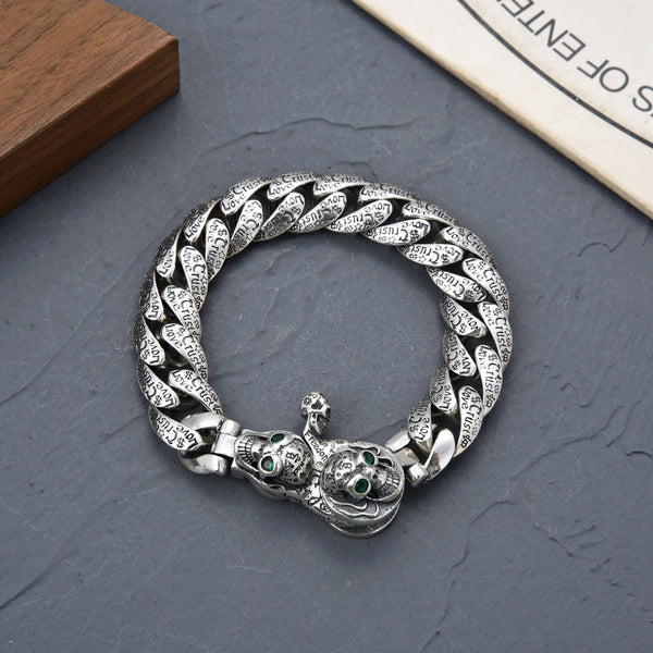 Pulsera de Calavera Retro en Plata Esterlina S925 para Hombre