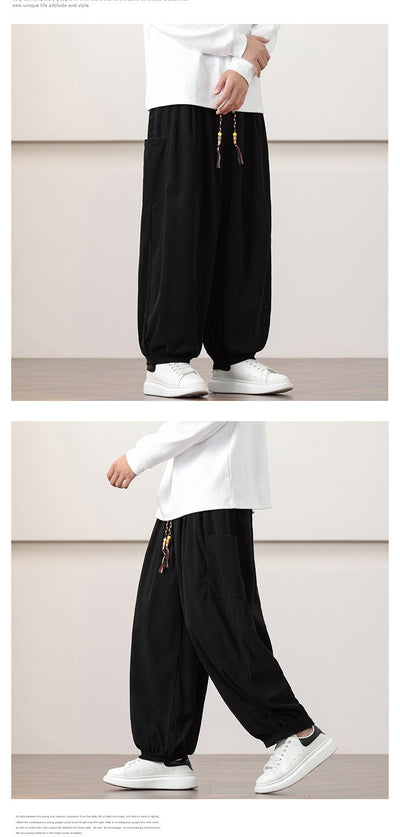 Pantalones Harem de Pana Otoño Estilo Chino para Hombre - Image 16