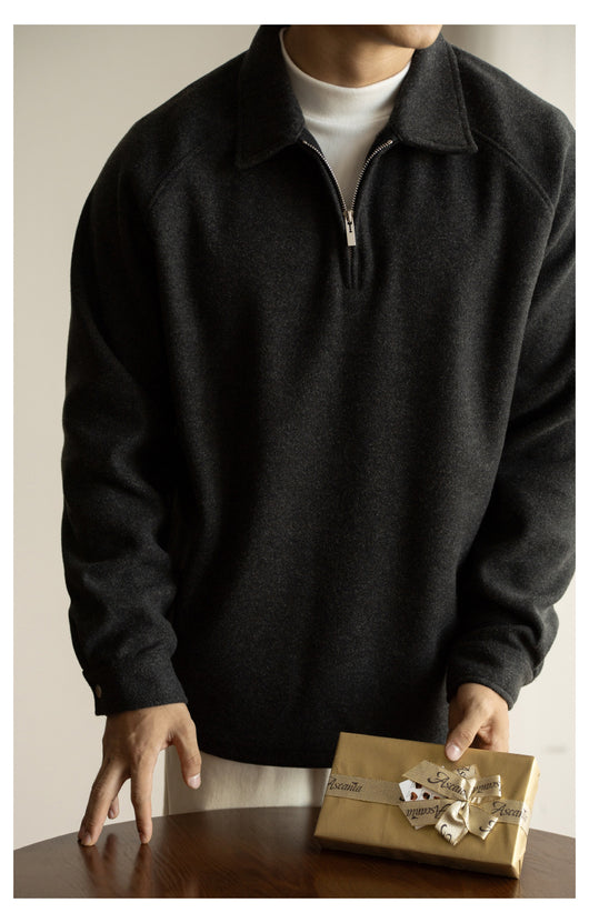 Suéter con Cierre Medio y Cuello Solapa para Hombre - Primavera Otoño - Image 17