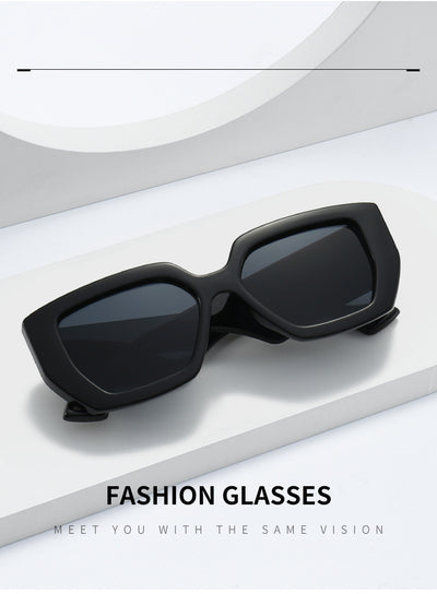 Beige square frame sunglasses with dark gray lenses, featuring a thick, fashion-forward design. - Image 37
