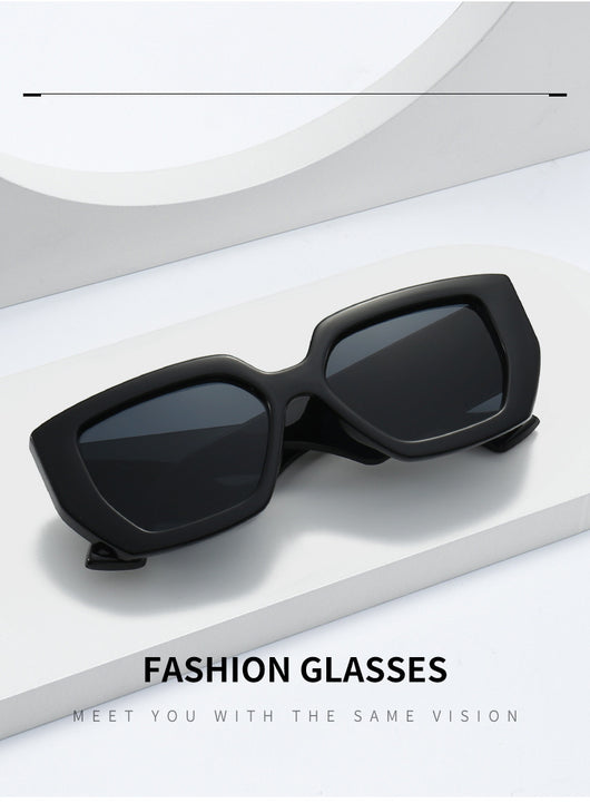 Beige square frame sunglasses with dark gray lenses, featuring a thick, fashion-forward design. - Image 37