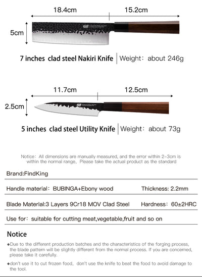 Set de 4 Cuchillos Japoneses Profesionales Nakiri y Santoku con Mango Octagonal - Image 15