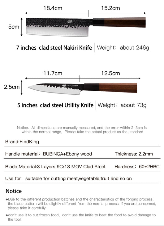 Set de 4 Cuchillos Japoneses Profesionales Nakiri y Santoku con Mango Octagonal - Image 15