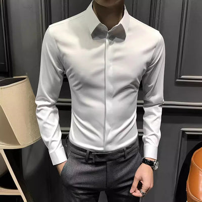 Camisa Ejecutiva Manga Larga Estilo Coreano para Hombre