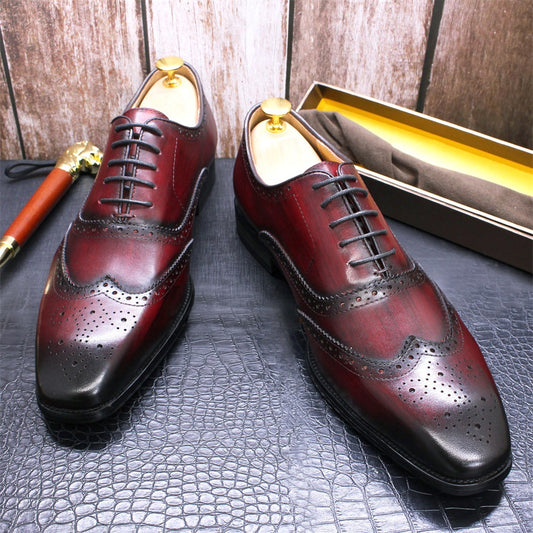Zapatos de Cuero Estilo Inglés Brogue para Hombre