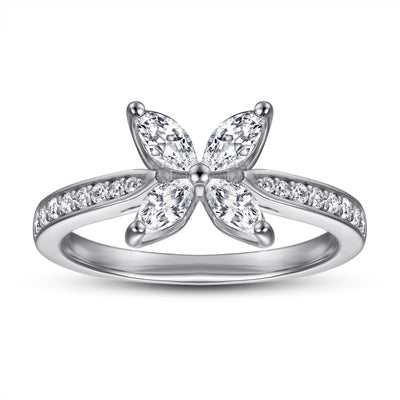 Anillo de Plata Esterlina 925 Gardenia con Circonita Ojo de Caballo para Mujer - Image 4