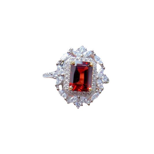 Anillo de Granate Mozambique Natural con Diamantes - Image 2