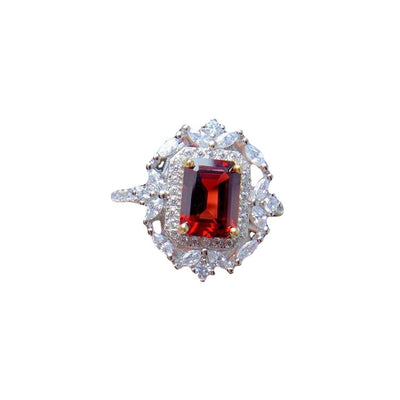 Anillo de Granate Mozambique Natural con Diamantes - Image 2