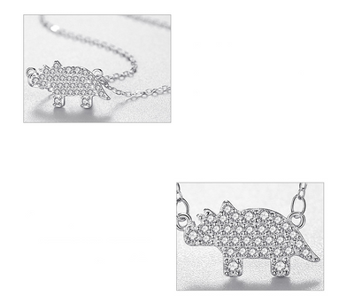 Collar de Plata 925 Rinoceronte Brillante con Diamantes Completos - Image 5