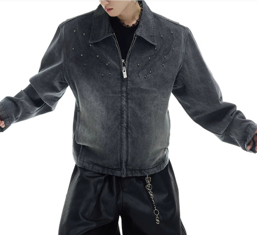 Chaqueta Denim Vintage Lavado Pesado con Remaches Reforzados - Image 8