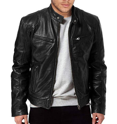 Chaqueta de Cuero PU Slim con Cuello Elevado - Image 12